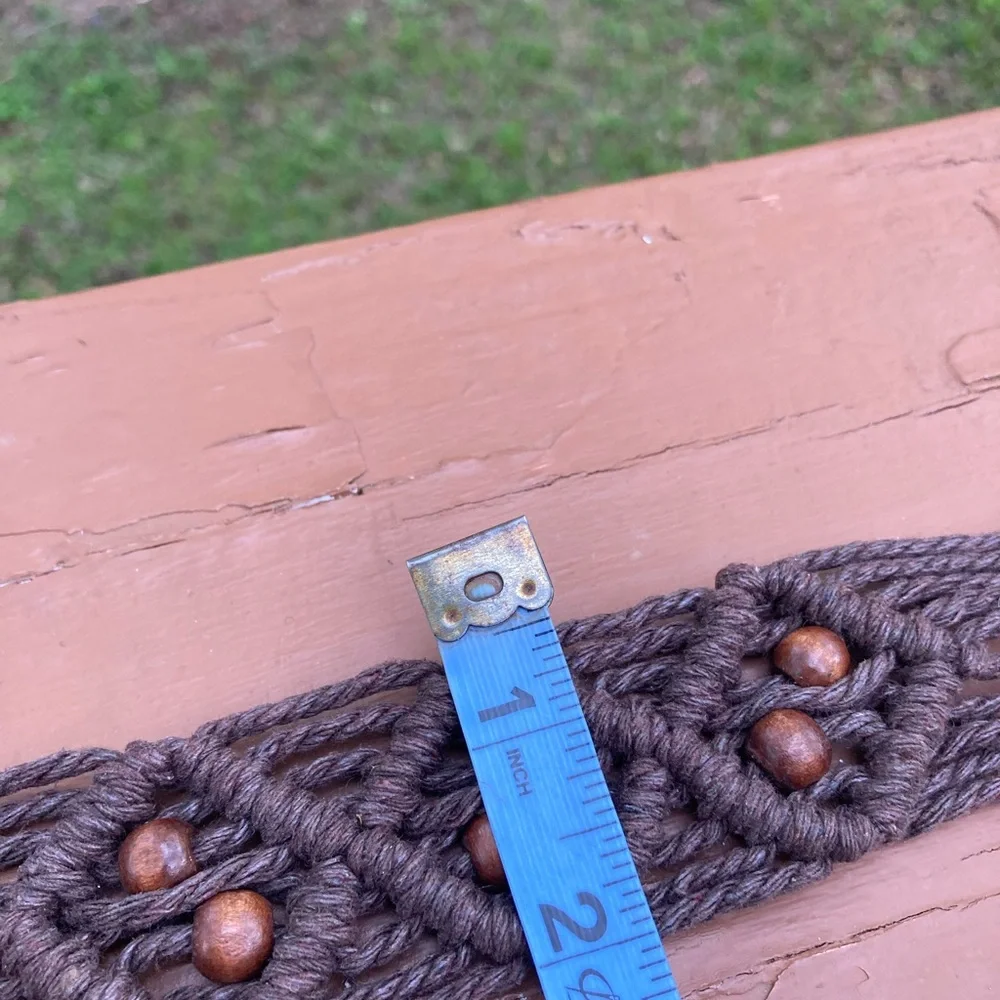 Brown beaded macrame belt